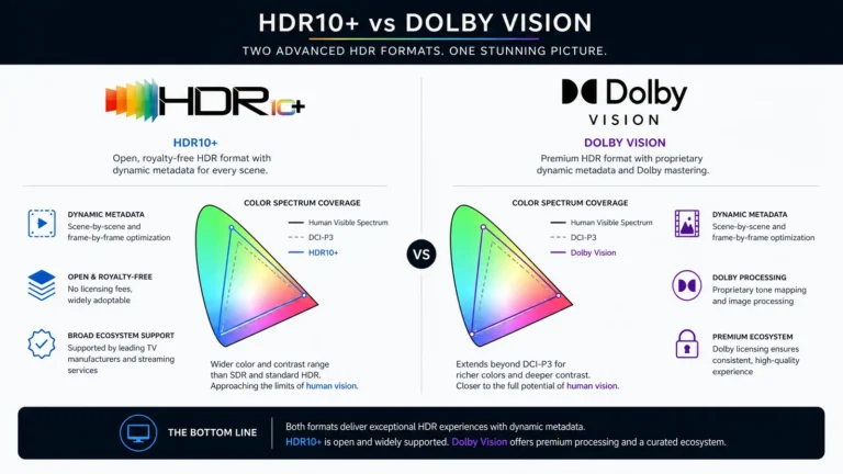 Technical illustration comparing HDR10+ and Dolby Vision specturms